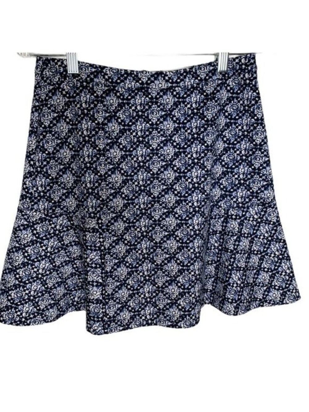 Michael Kors Womens 4 Blue Print Flare Mini Skirt Stretch A Line Casual